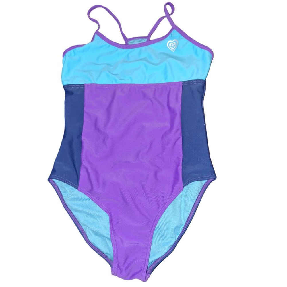 Girls Laguna One Piece Swimsuit Size 14 Blue Purple beach sporty
